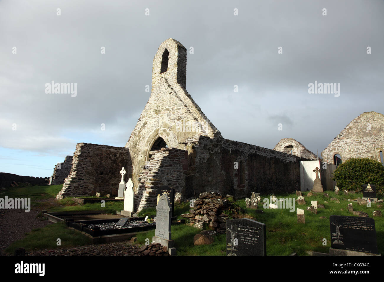 Priorat von den Mönchen gegründet, als sie die Skellig, Ballinskelligs, Co Kerry, Irland verließen Stockfoto