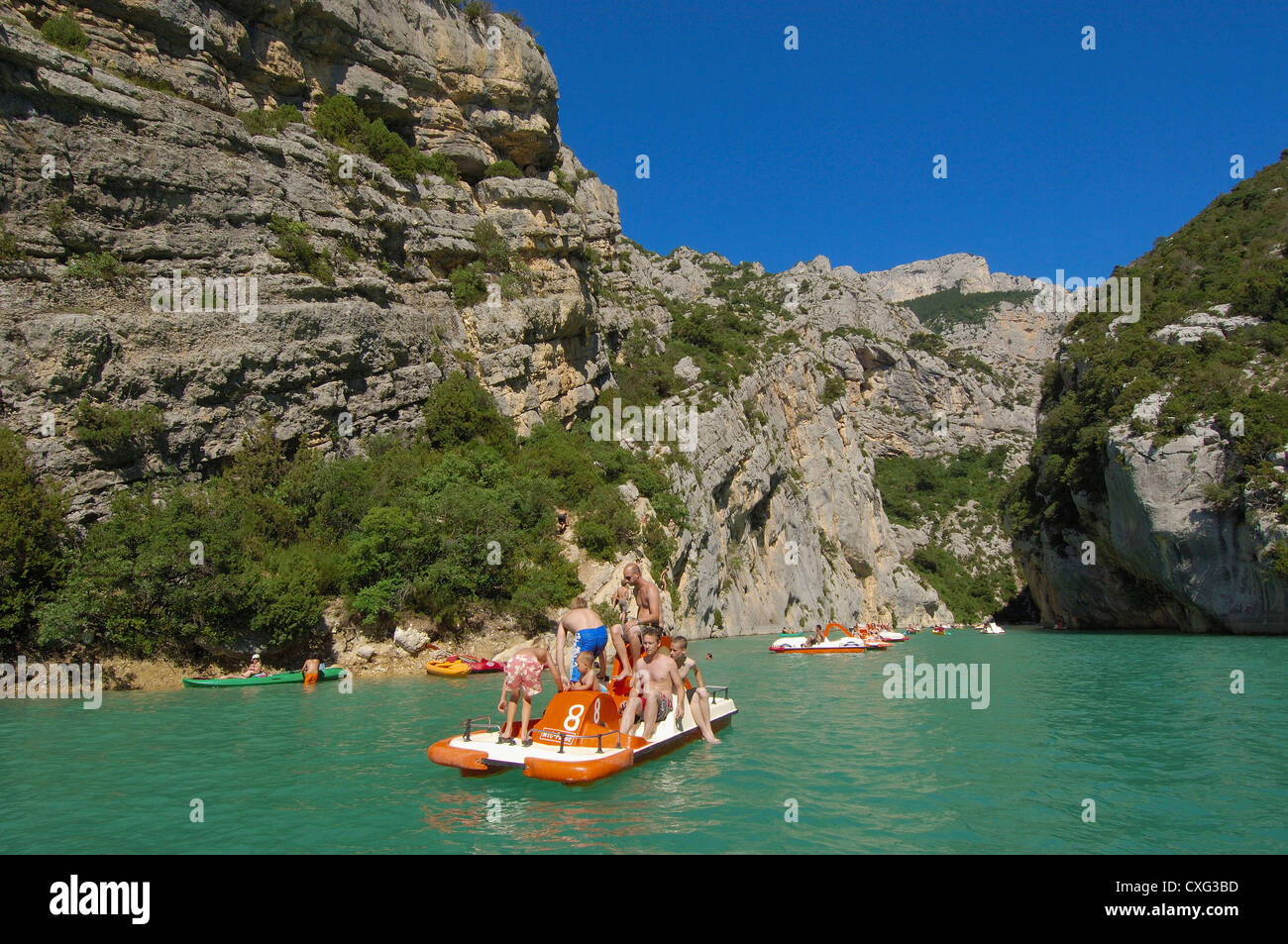 Canyon der Fluss Verdon, regionalen Naturpark Verdon, Provence, Gorges du Verdon, Provence-Alpes-Cote-´ Azur, Frankreich, Stockfoto