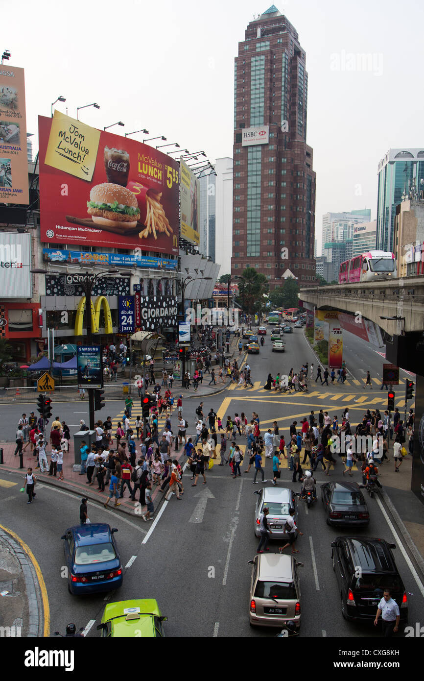 Bukit Bintang in das Stadtzentrum von Kuala Lumpur, der Hauptstadt von Malaysia Stockfoto