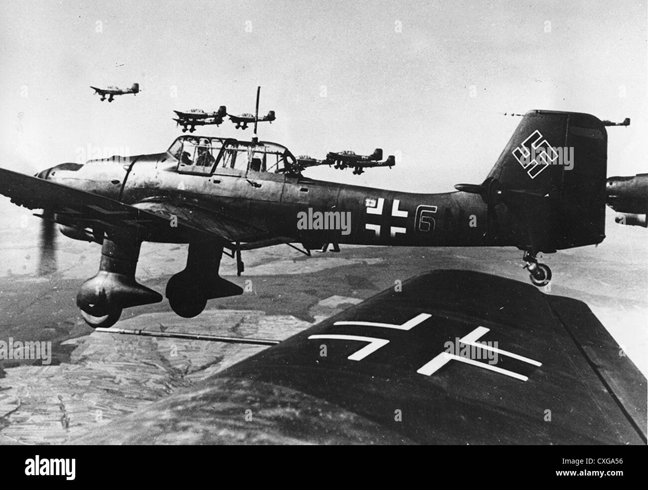 Deutsche JU Stuka Sturzkampfbomber im Flug des 2. Weltkrieges Stockfoto