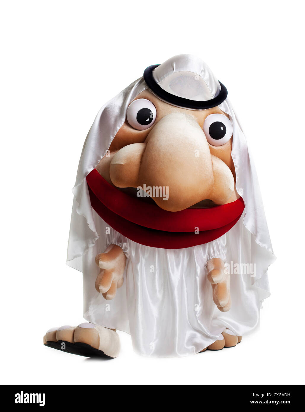 traditionelle arabische Maskottchenkostüm isoliert Stockfoto