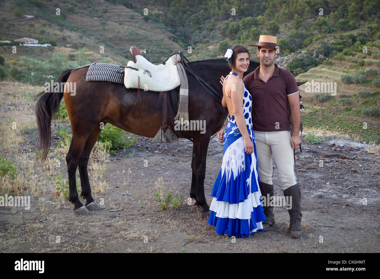 Reiter, die typischen andalusischen Stil Kostümen in Andalusien, Südspanien Stockfoto