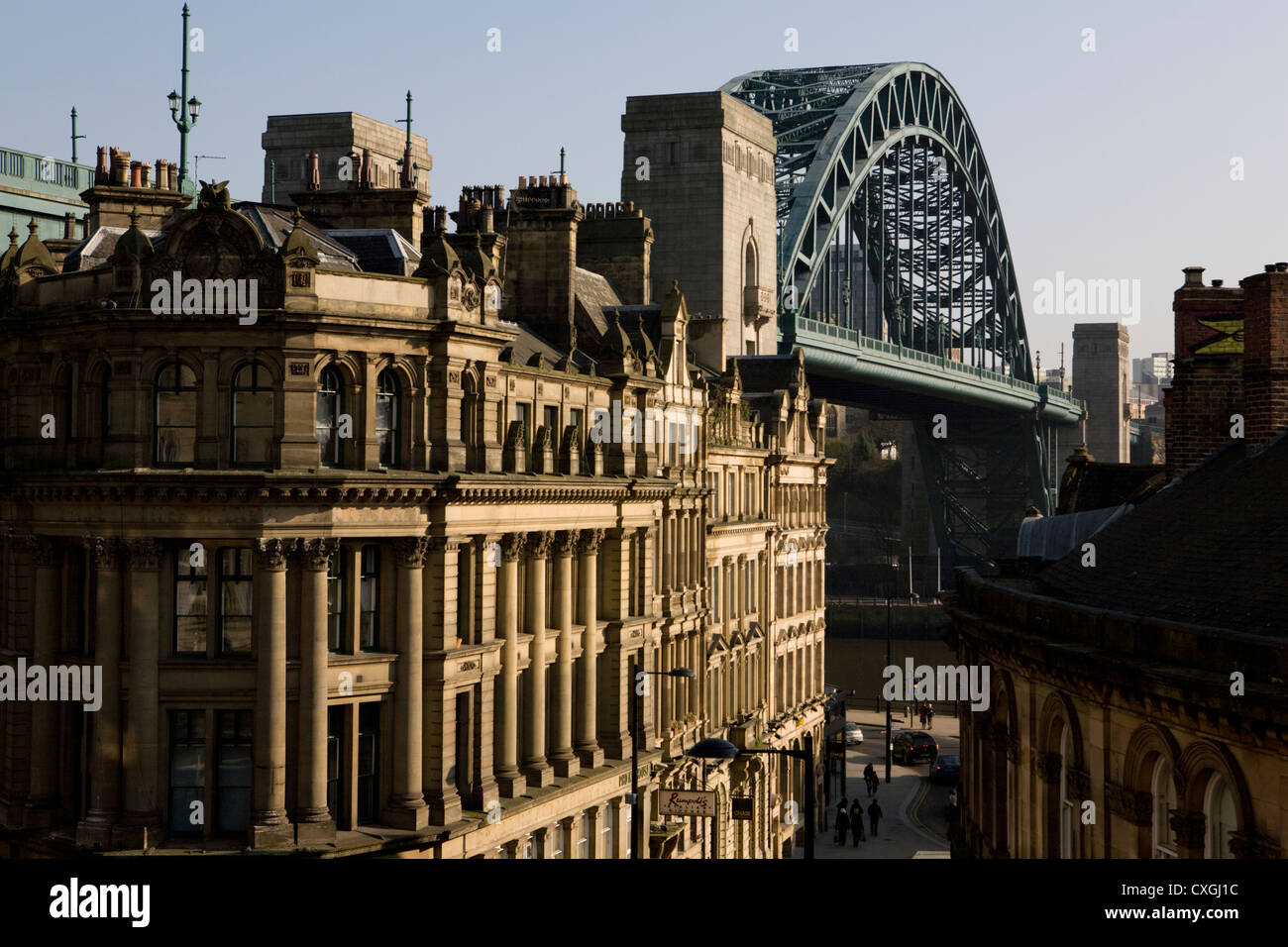 Newcastle upon Wahrzeichen von Tyne Tyne Bridge und Kai von Dean Street Stockfoto