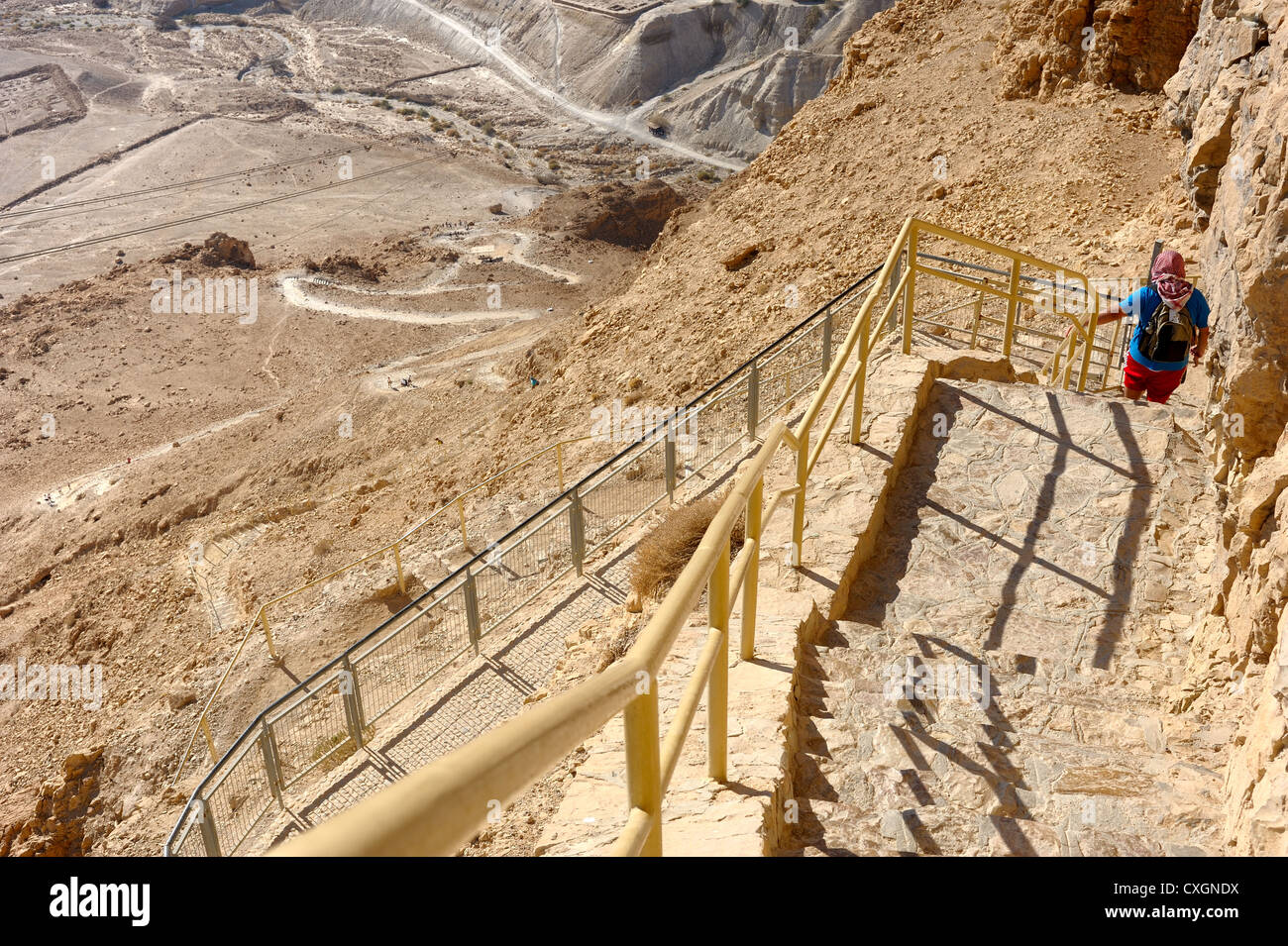 Abstieg von der Festung Masada in Israel trail Schlange. Stockfoto