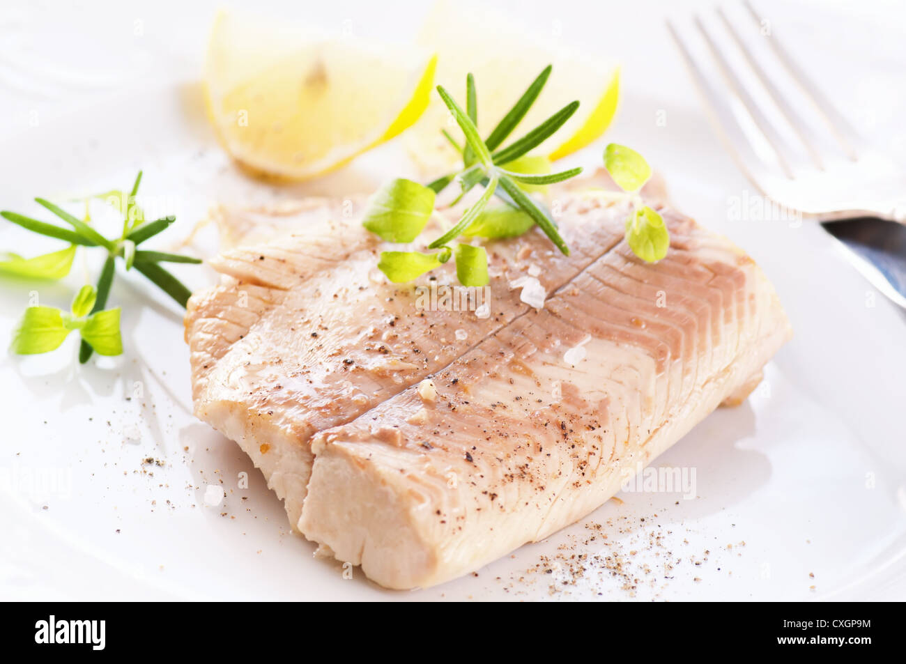 Forellenfilet mit frischen Kräutern Stockfoto