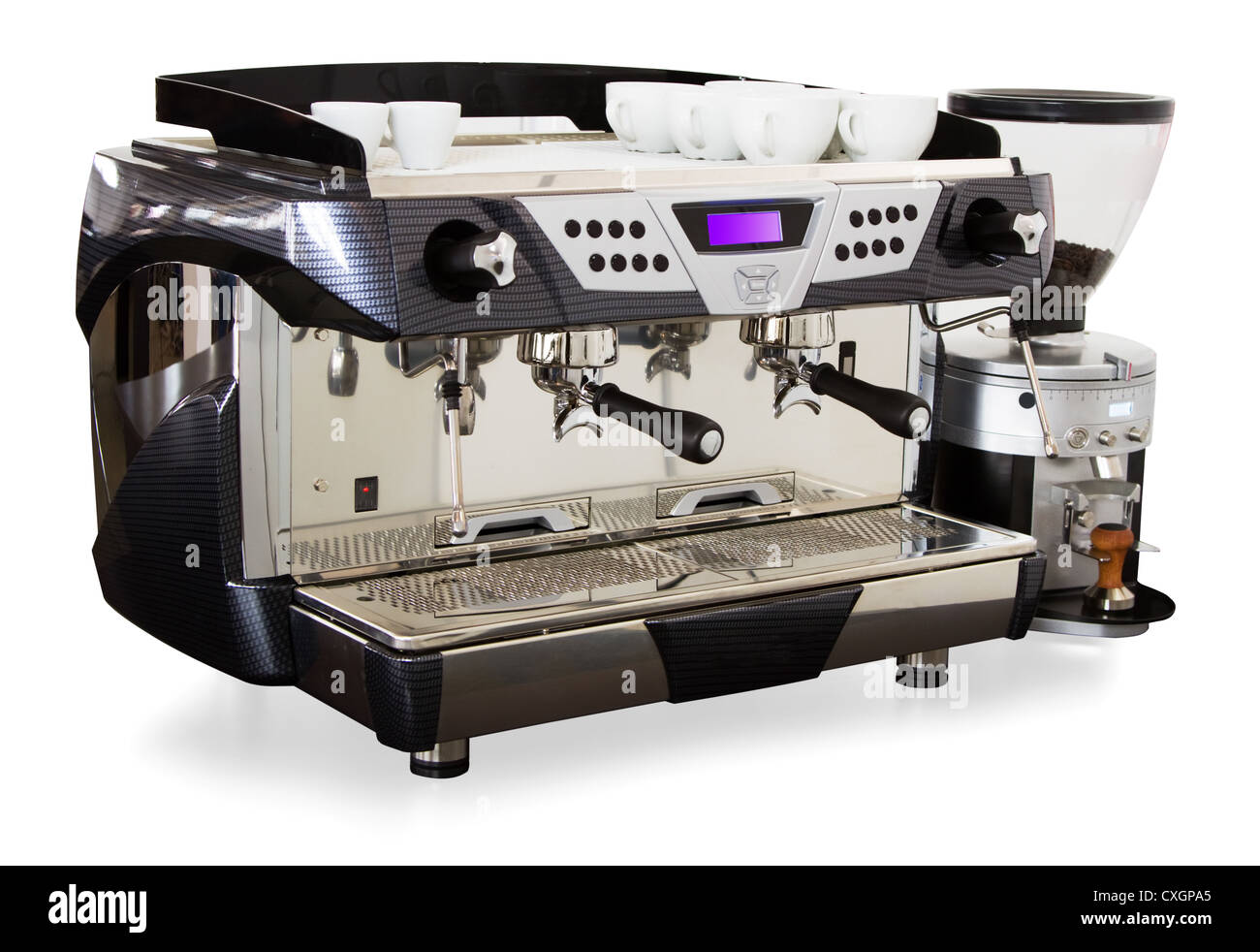 Professionelle Kaffee Maschine Closeup mit selektiven Fokus Stockfoto