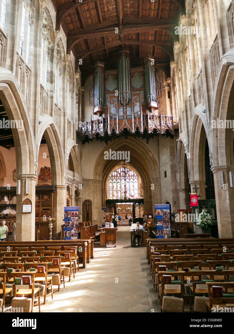 im Inneren der Holy Trinity Church in Stratford-upon-Avon die letzte Ruhestätte von William Shakespeare Stockfoto