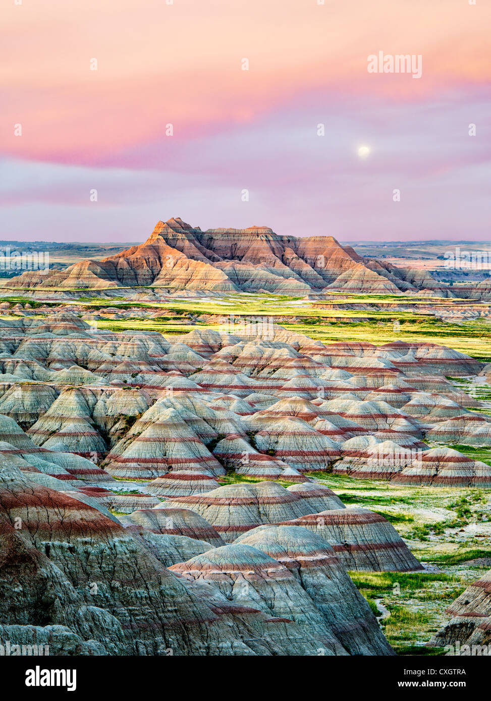 Bunte Formationen in Badlands Nationalpark, South Dakota Stockfoto