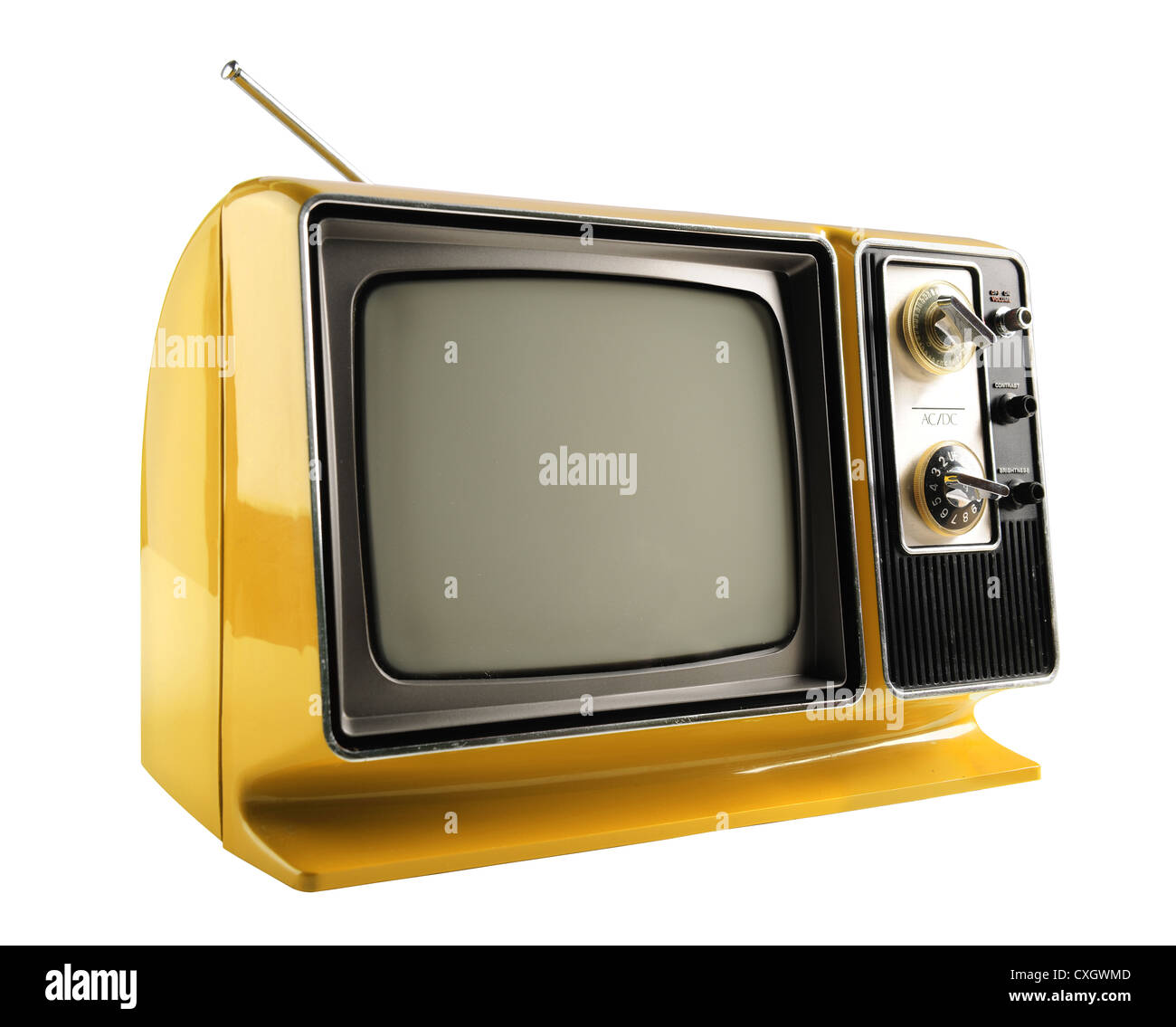 Vintage TV isoliert auf weißem Hintergrund Stockfoto