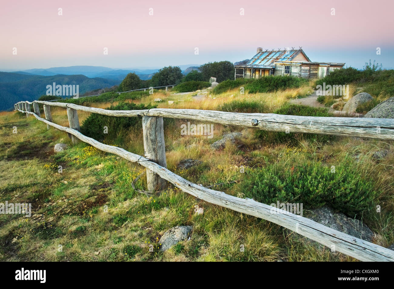Berühmte Craig's Hut im Nachglanz unter einem Hauch von Rosa. Stockfoto