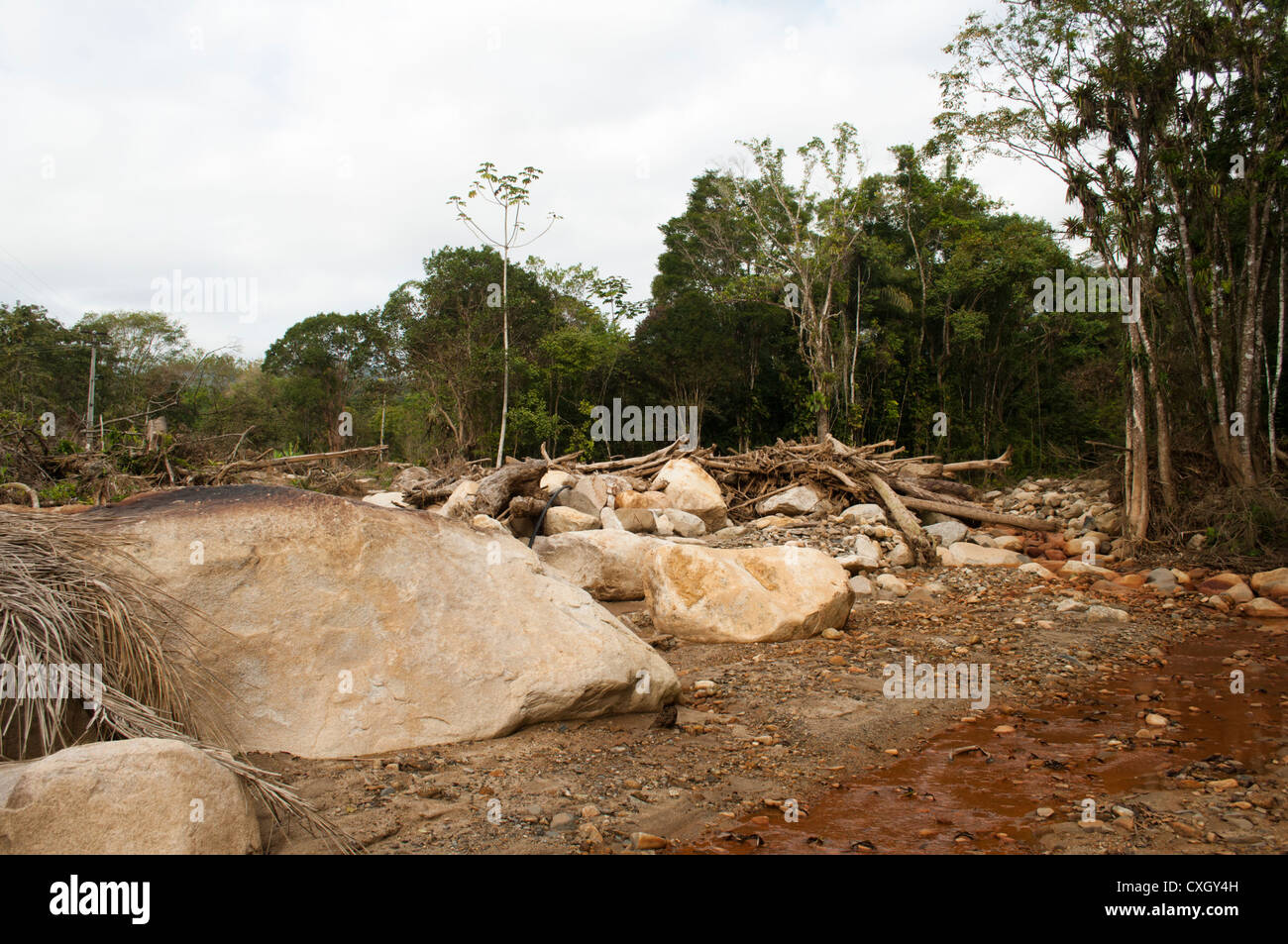 Erdrutsch-Tragödie verursacht durch Regen im Bundesstaat Paraná, Süd-Brasilien Stockfoto