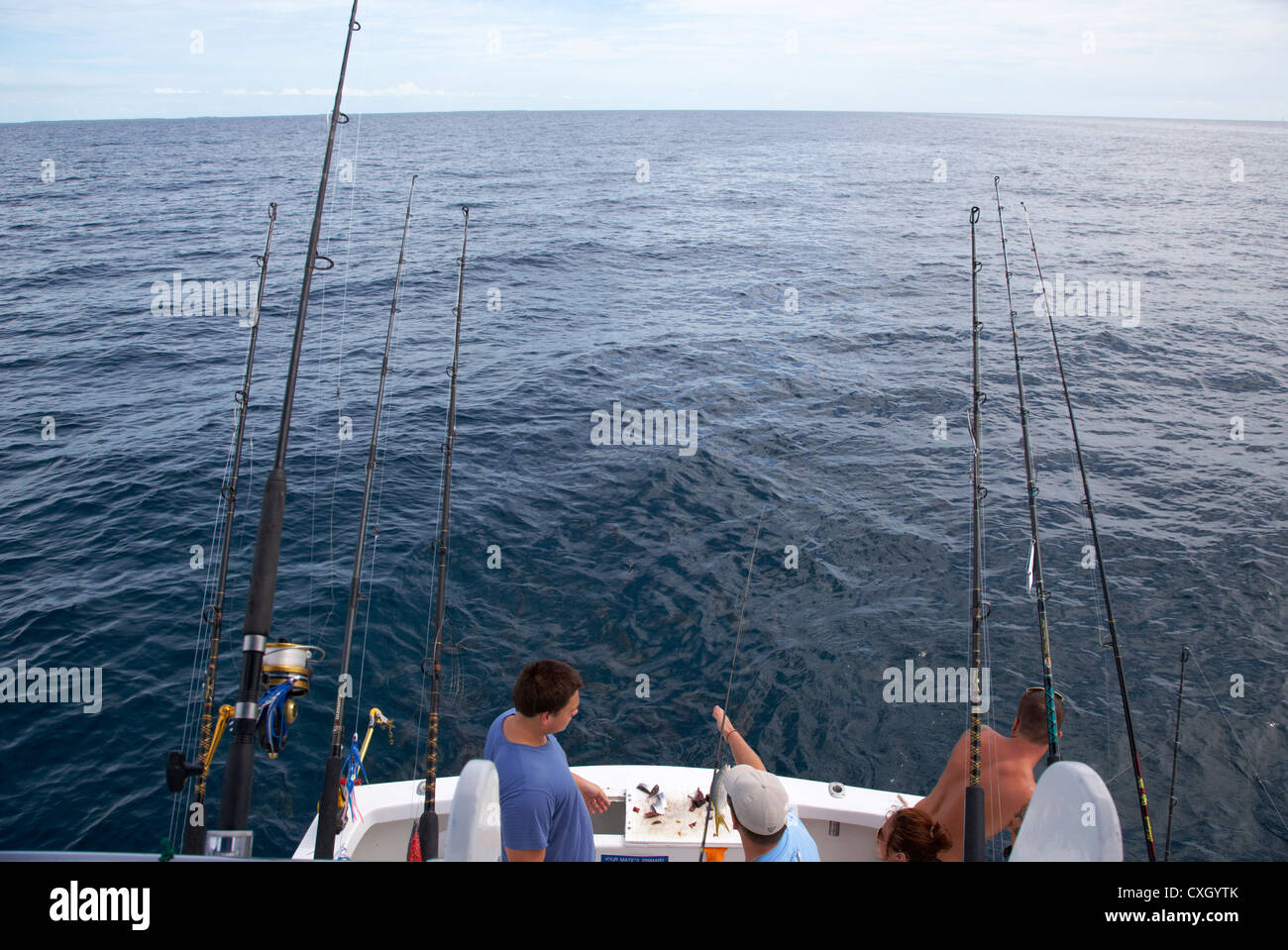 Touristen auf einem Charterboot Angeln im Golf von Mexiko aus Key West Florida usa Stockfoto