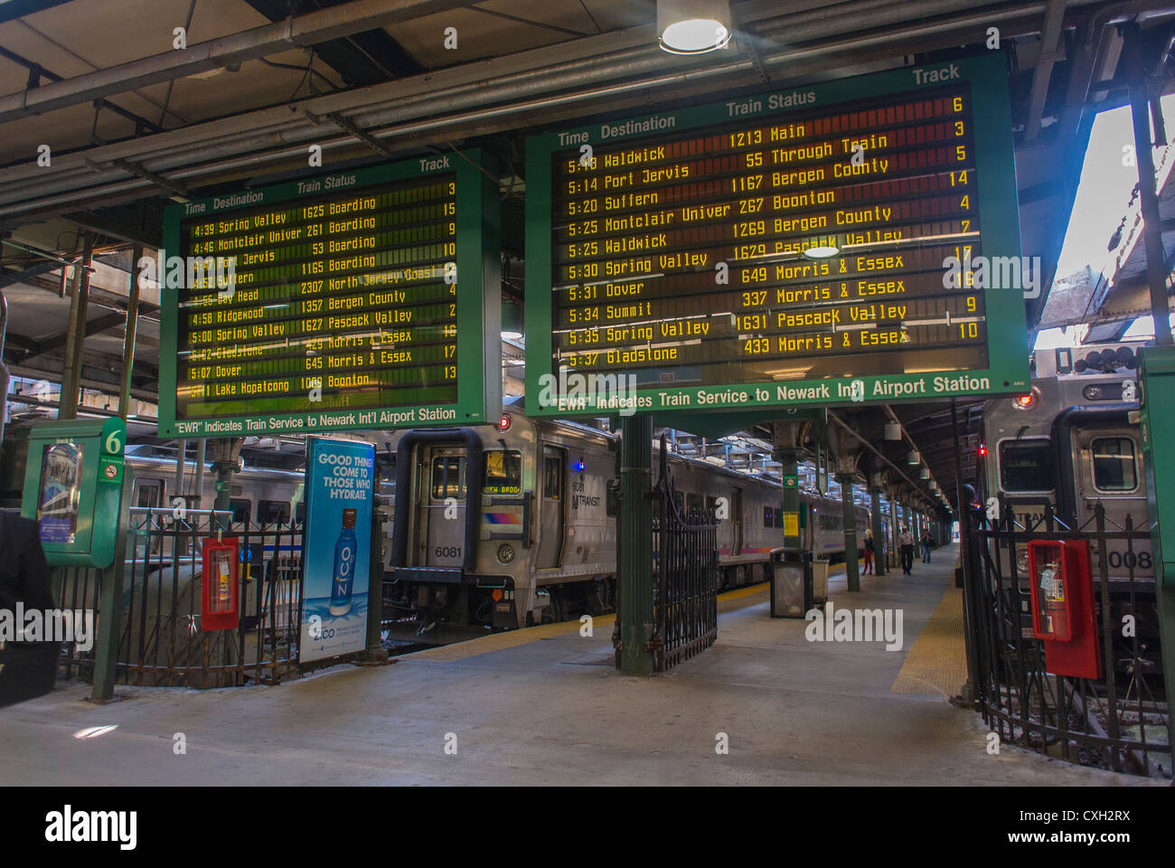 Hoboken, New Jersey, USA, New York City Area, NJ Transit Train Station, 'Hoboken Terminal' 'Departures Board' Stockfoto