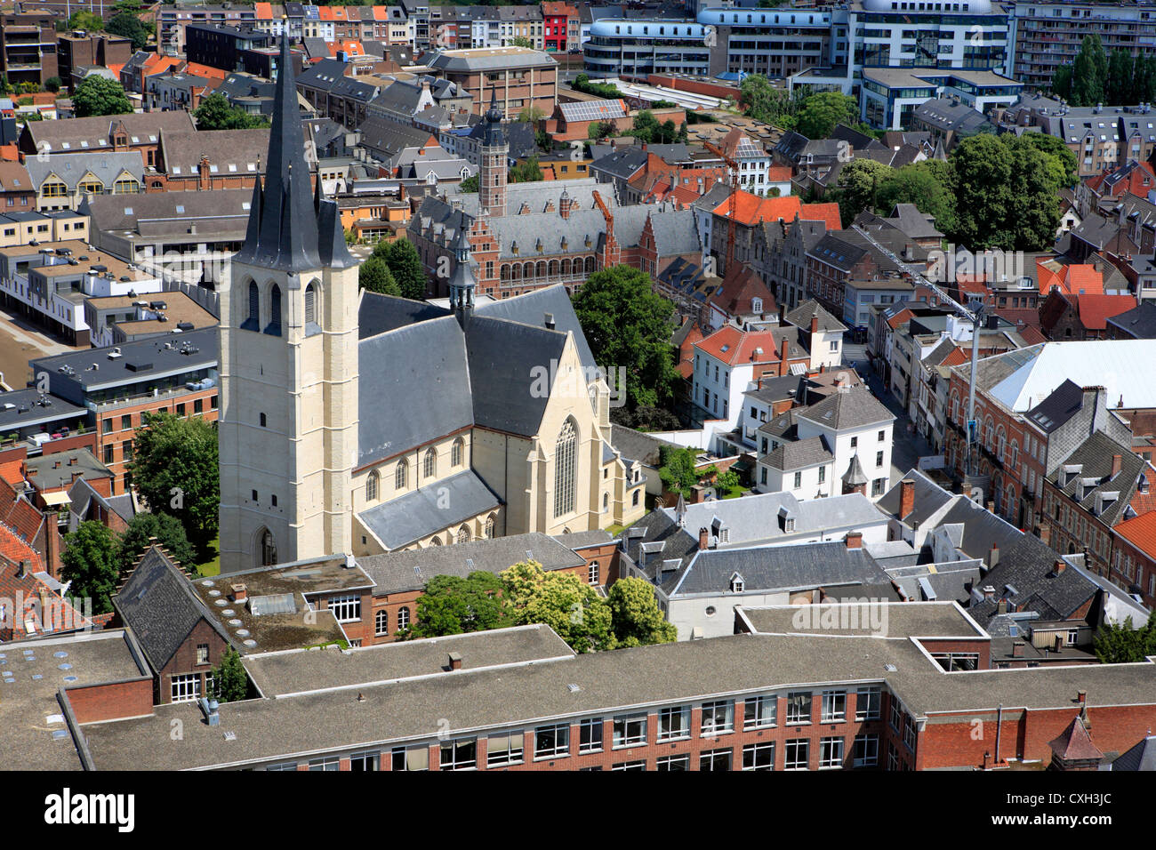 Blick auf die Stadt vom St Rombouts Kathedrale Glockenturm, Mechelen, Belgien Stockfoto