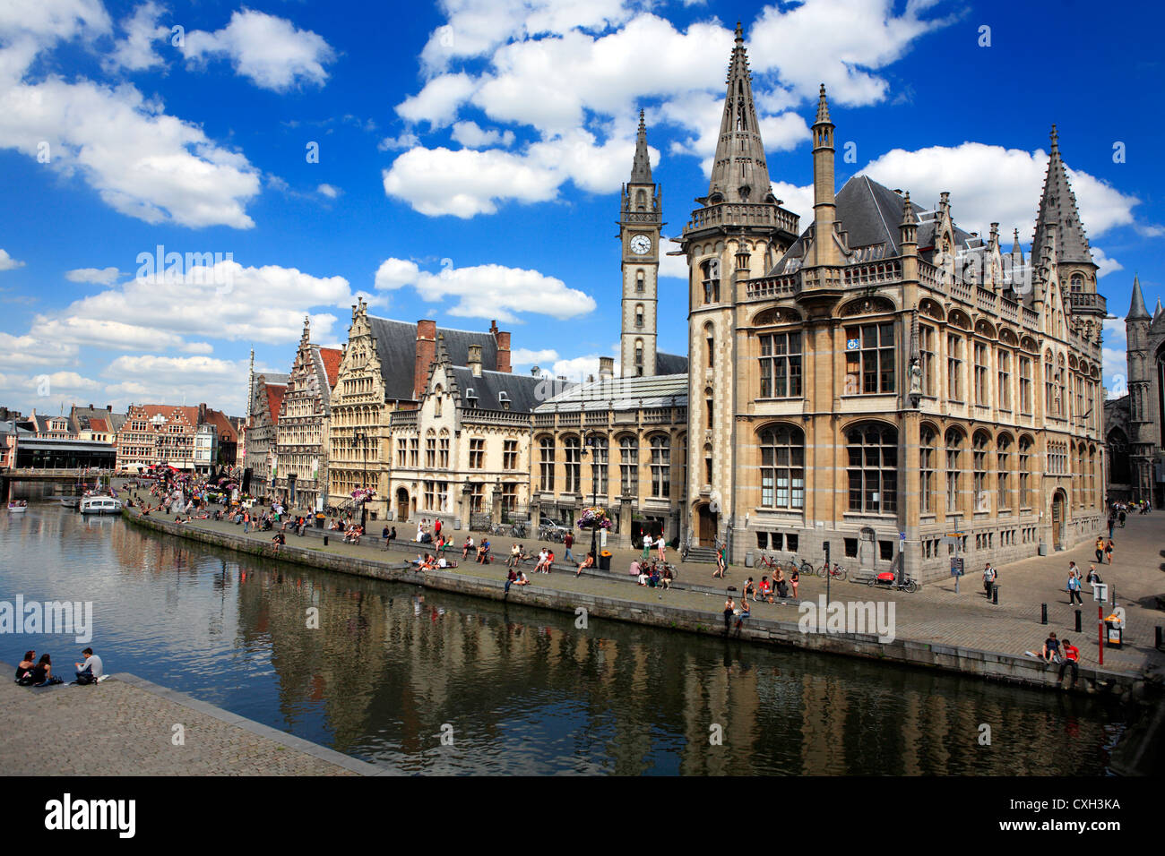 Graslei Riverside, Gent, Belgien Stockfoto