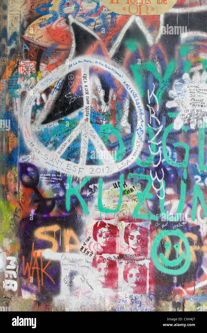 John-Lennon-Mauer in Prag Tschechische Republik Stockfoto