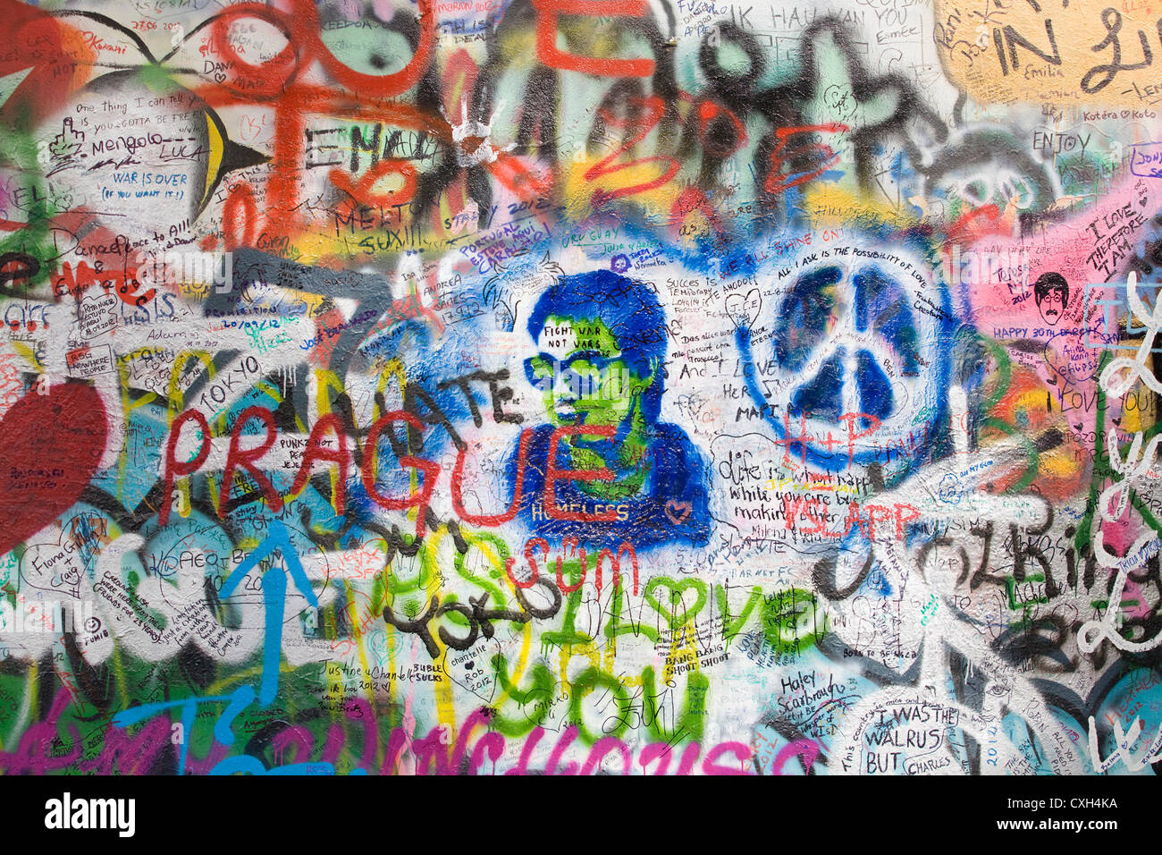 John-Lennon-Mauer in Prag Tschechische Republik Stockfoto