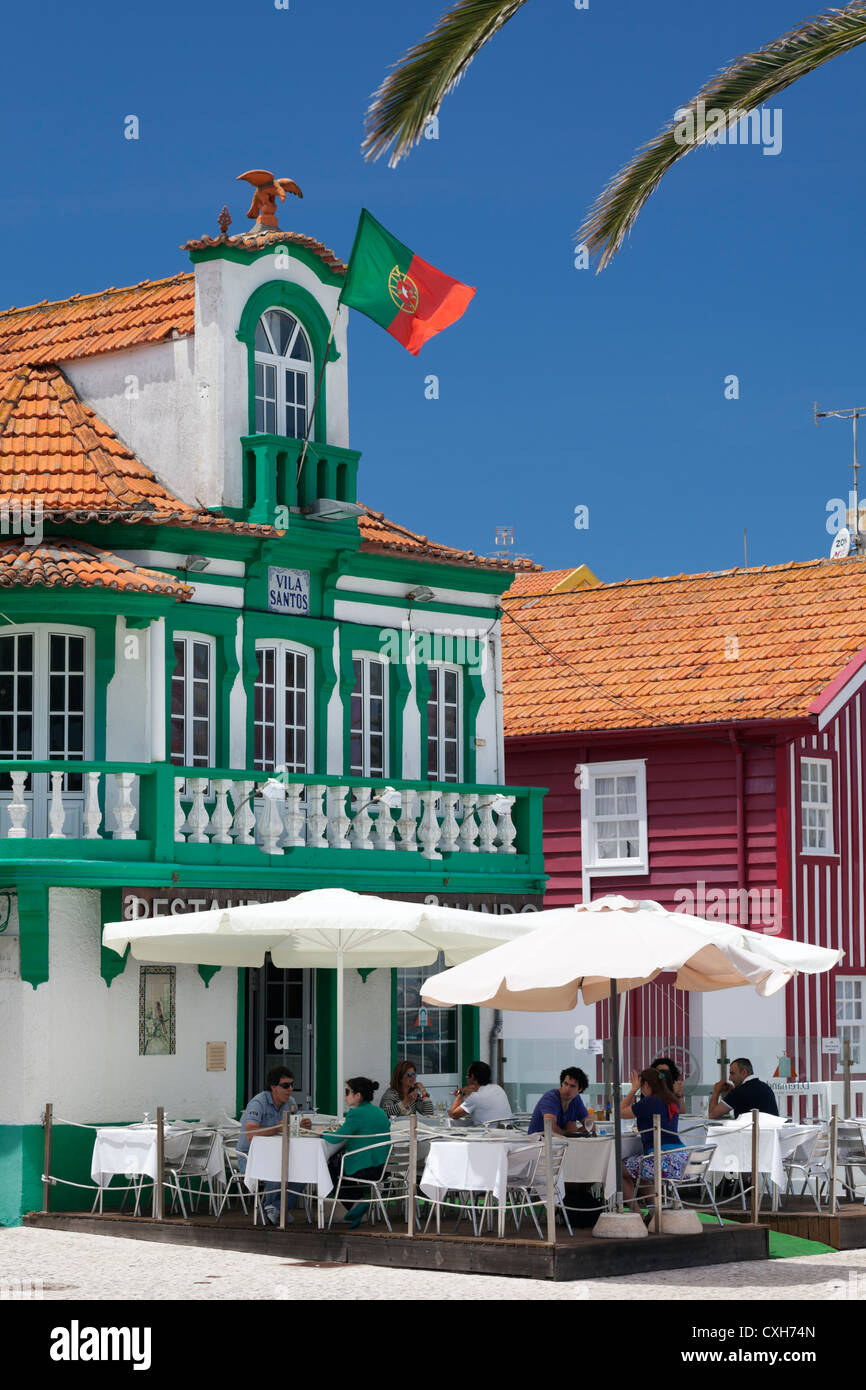 Essen im Freien in Costa Nova, Beira Litoral, Aveiro, Portugal Stockfoto