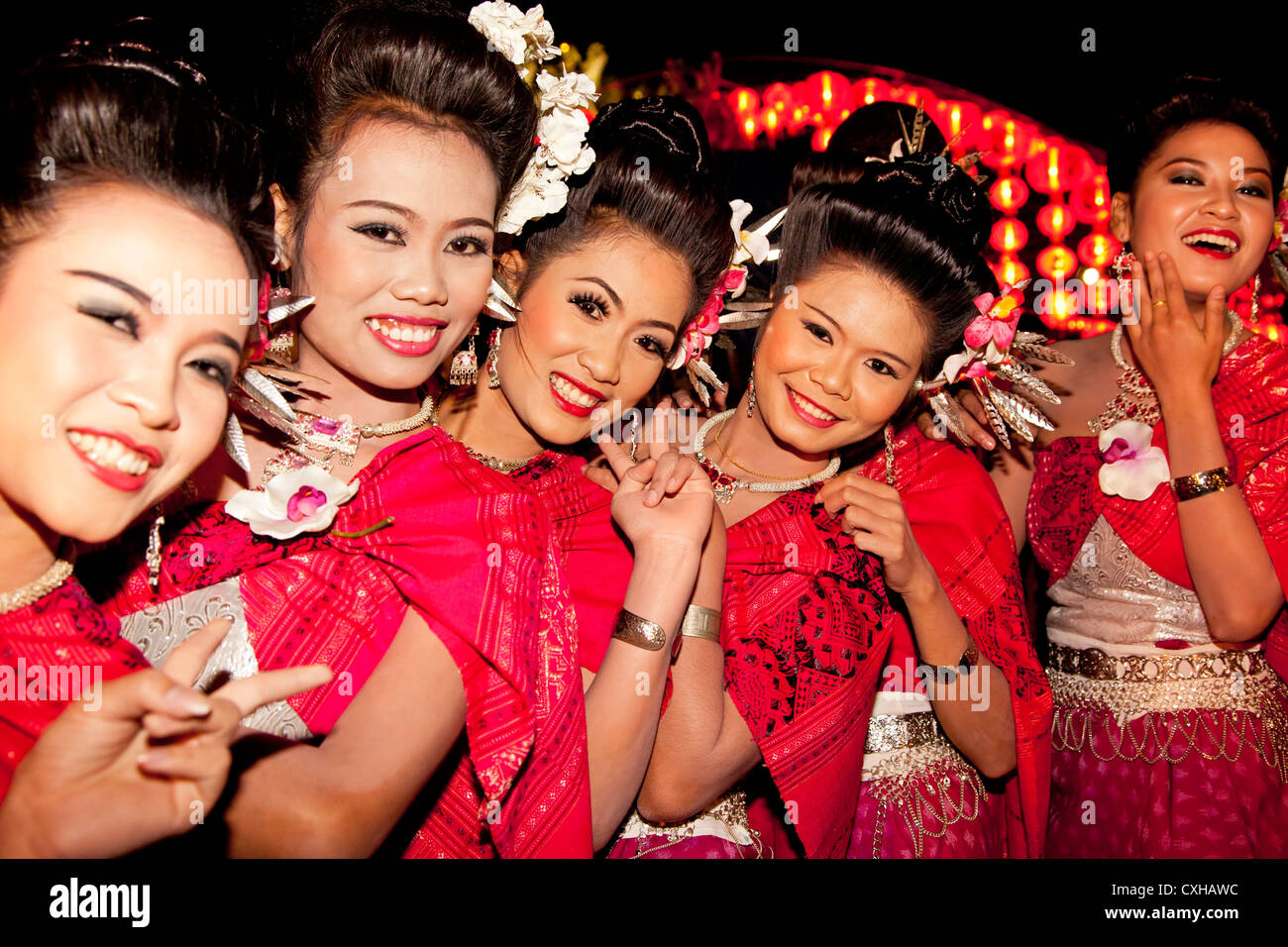 Traditionelle Thai Tänzer, Udon Thani, Isaan, Thailand Stockfoto