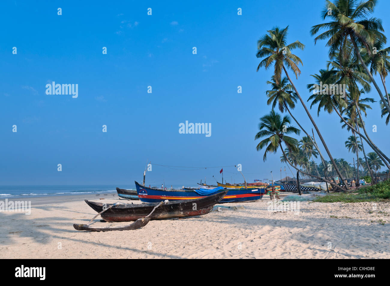 Angelboote/Fischerboote Colva Beach Goa Indien Stockfoto