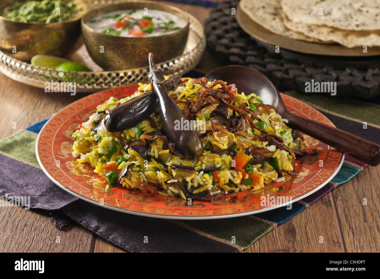 Gemüse Biryani Indien Essen Stockfoto