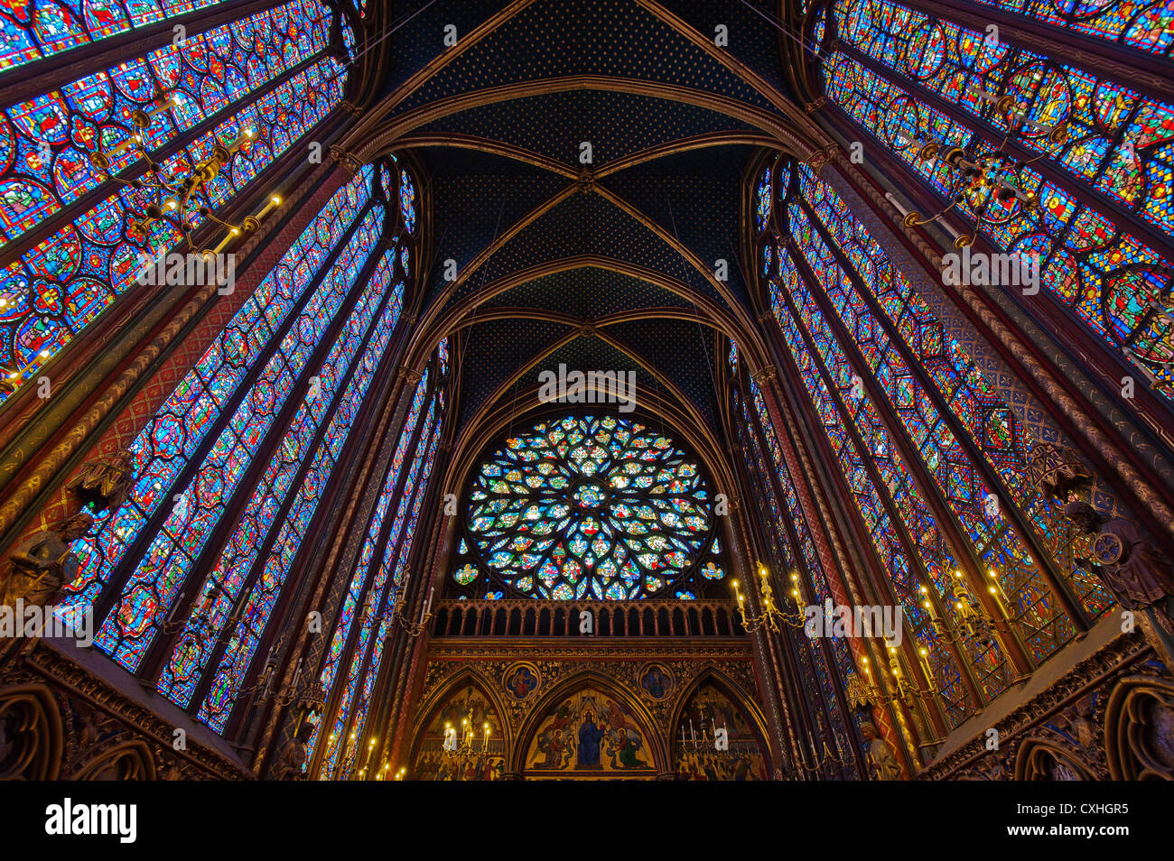 Innenraum der Sainte-Chapelle, Paris, Frankreich Stockfoto