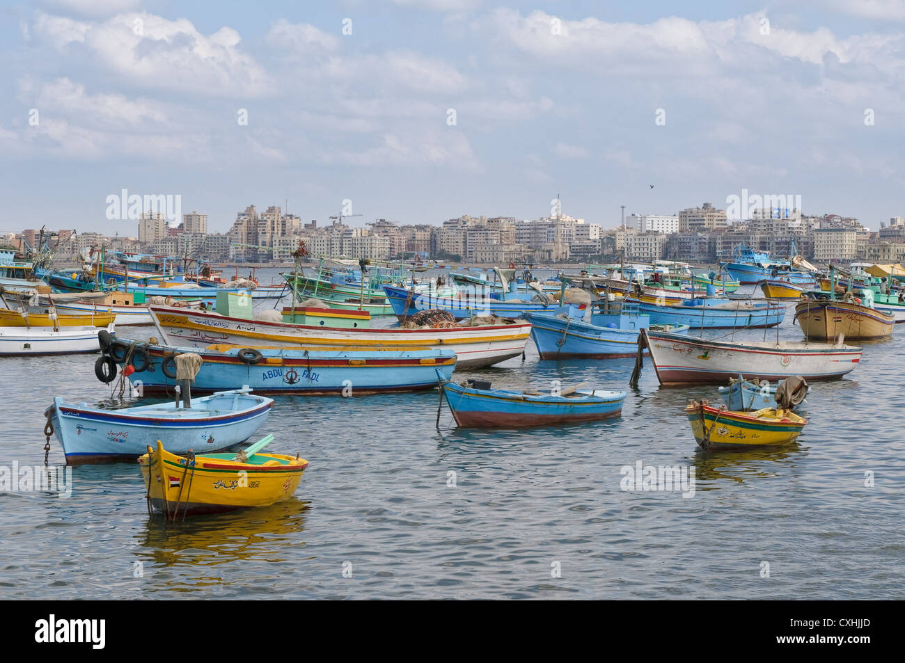 Ansicht des Hafens von Alexandria, Ägypten Stockfoto