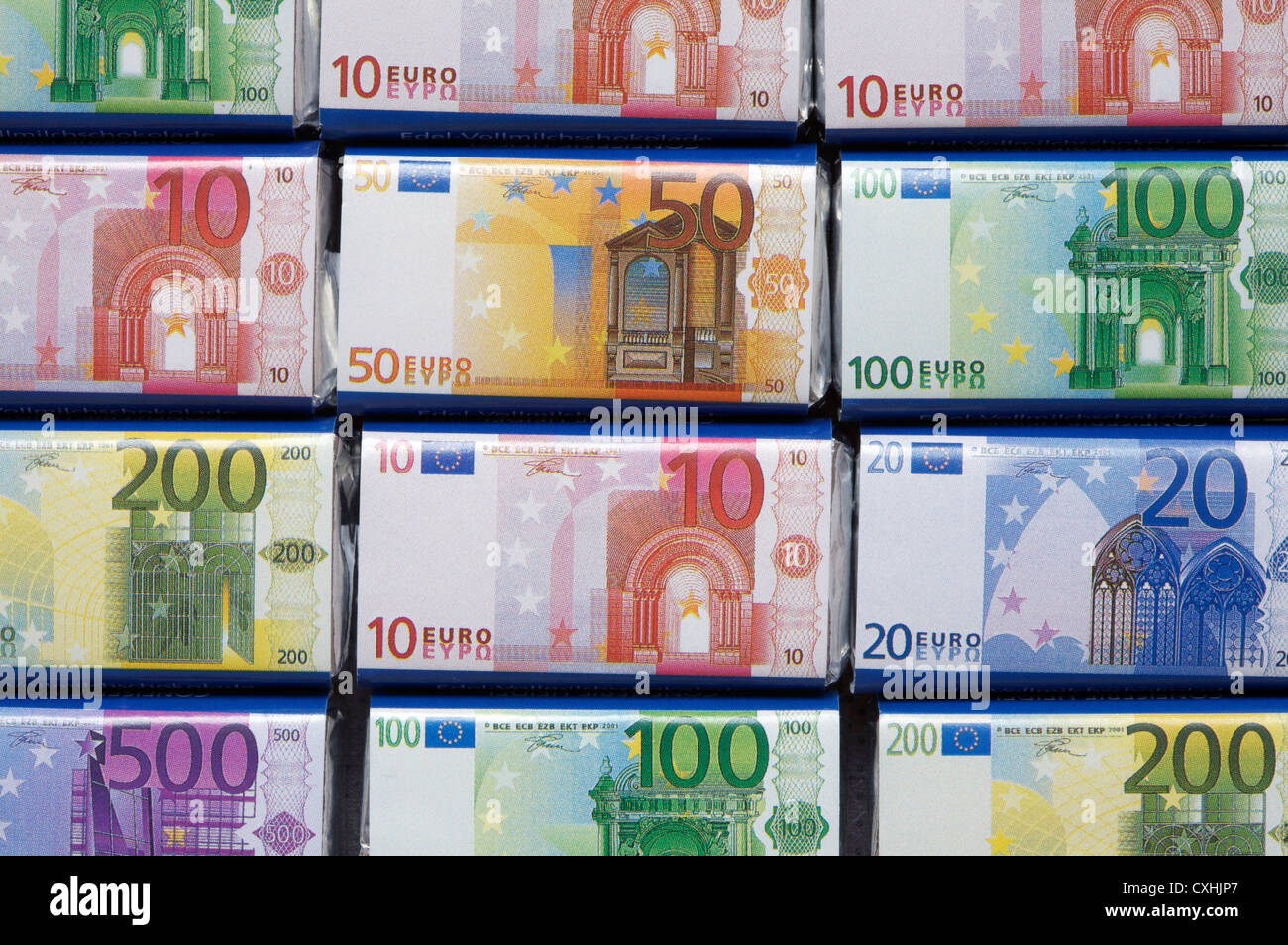 Geld Spielgeld Euro Kitsch Stockfoto