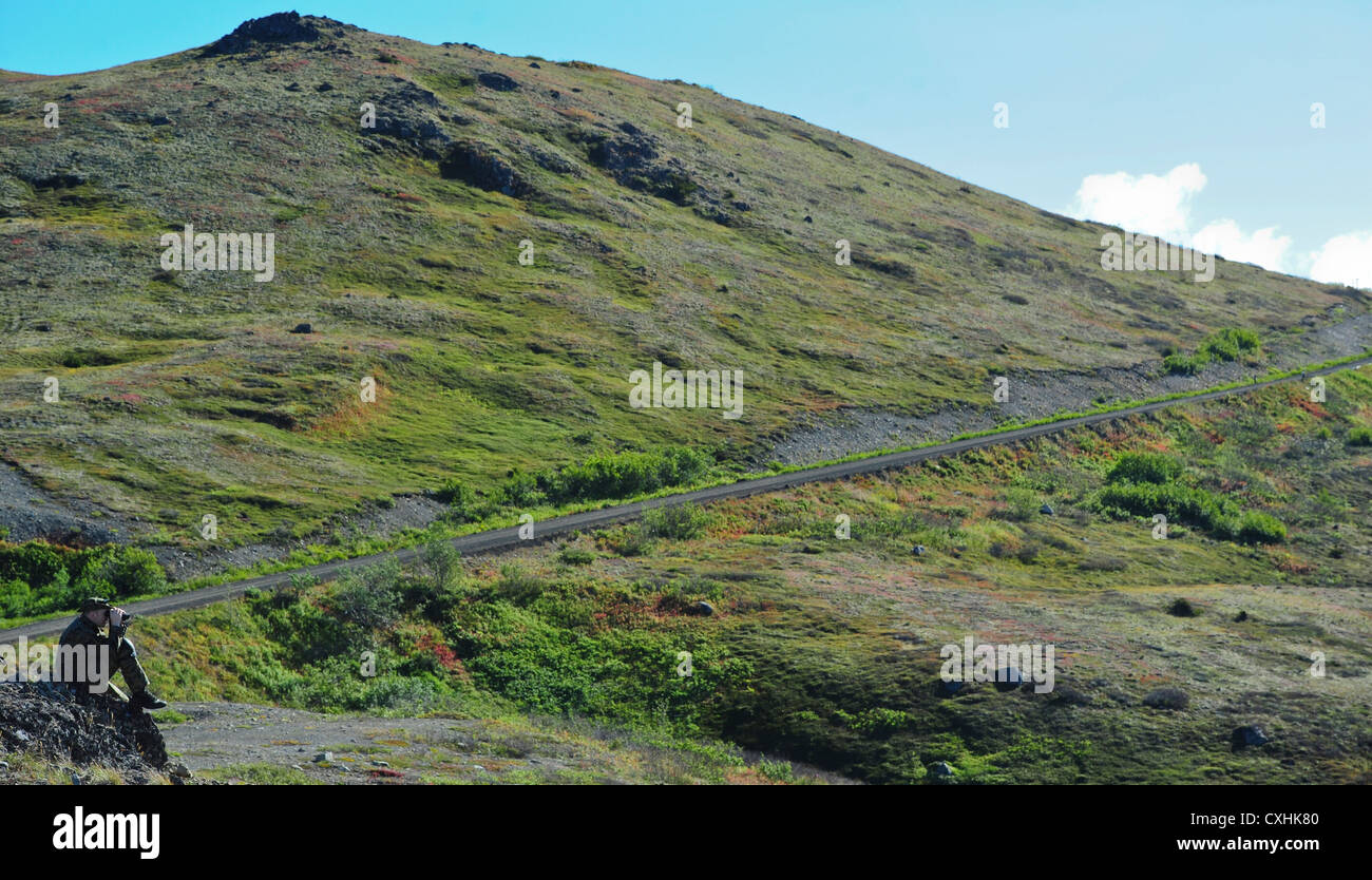 Gemeinsame Basis ELMENDORF - Richardson, Alaska - Anchorage Polizei Abteilung spezielle Waffen und Taktiken (SWAT) Team Offiziere Zug auf dem High-Angle Sniper Strecke am Joint Base Elmendorf-Richardson, Dienstag, August 28, 2012. Die spezialisierte Ausbildung bereitet die Offiziere für mehrere Szenarien, in denen die Treffsicherheit und Aufklärung notwendig sein kann. Stockfoto