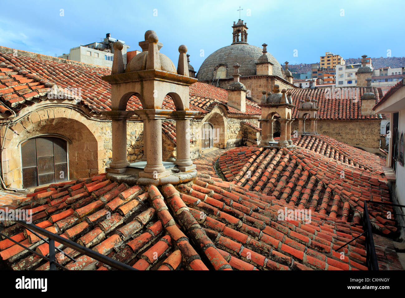 Blick vom Dach der Kirche San Francisco, La Paz, Bolivien Stockfoto