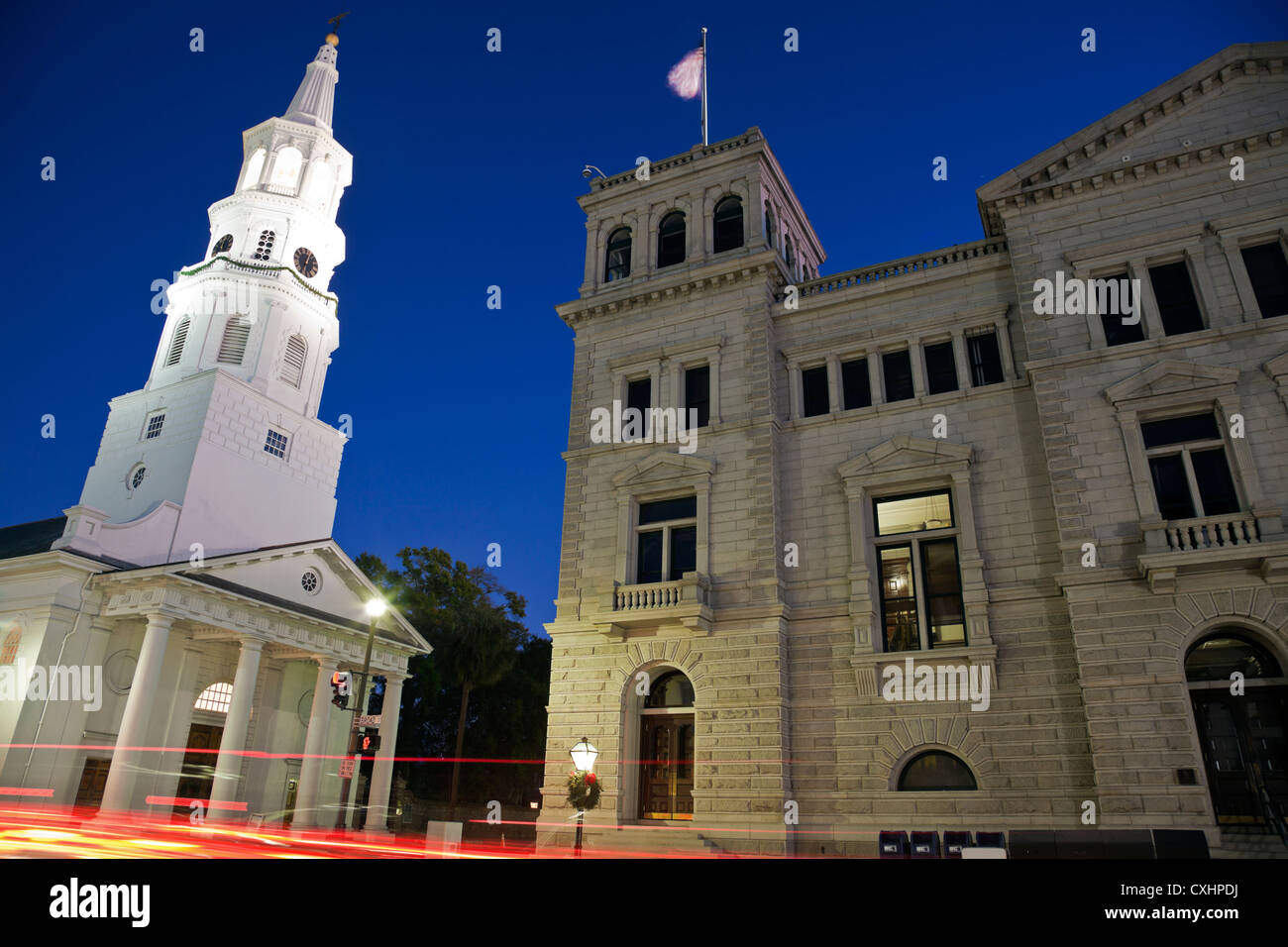 Architektur von Charleston Nacht mal gesehen Stockfoto