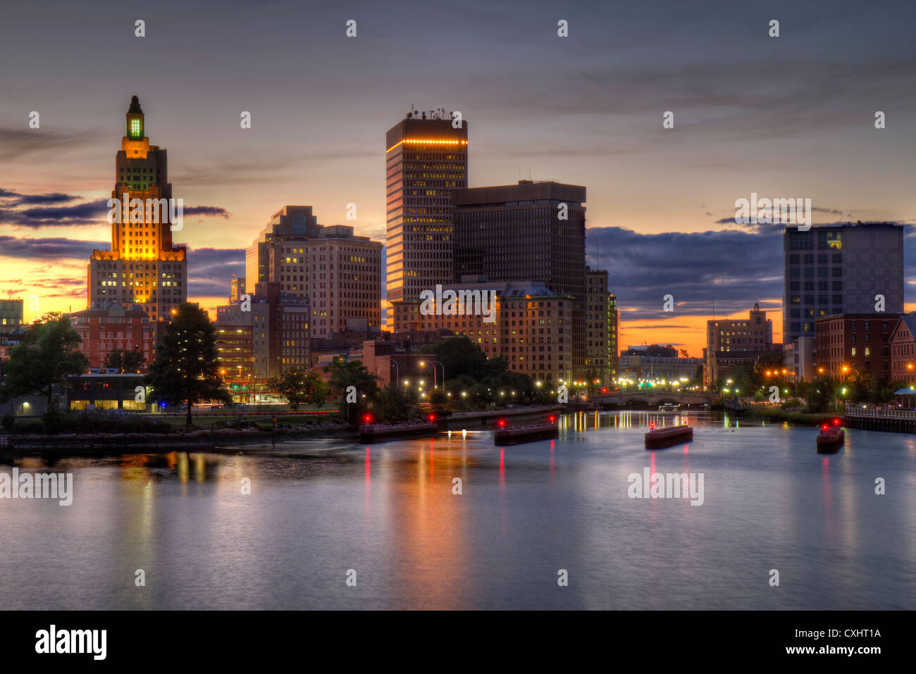 HDR-Bild auf die Skyline von Providence, Rhode Island Stockfoto