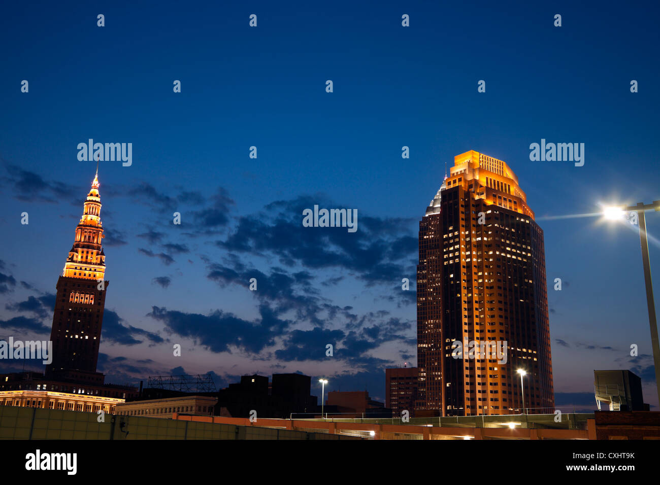 Cleveland Abendzeit Stockfoto