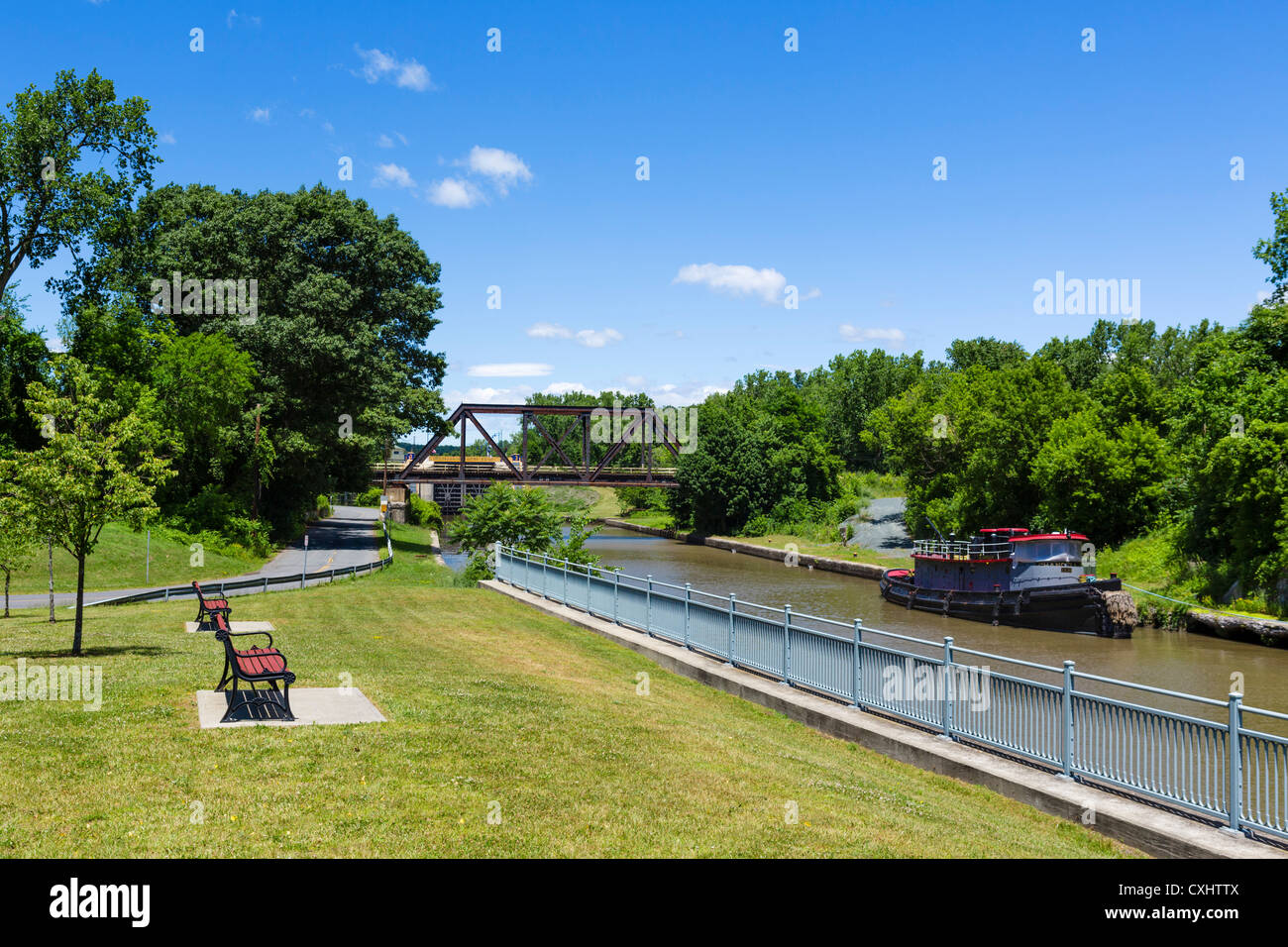 Der Erie-Kanal in Waterford, in der Nähe von Albany, New York State, USA Stockfoto