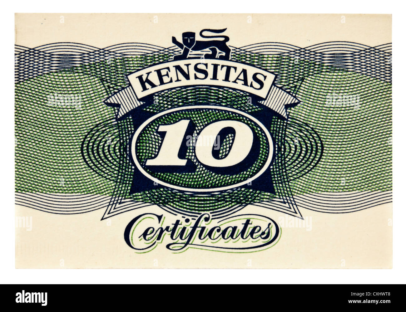 1930er Jahren Geschenk Kensitas "Ten Punkt" Zertifikat. Zertifikate oder Coupons wurden mit Kensitas Zigaretten verschenkt. Stockfoto