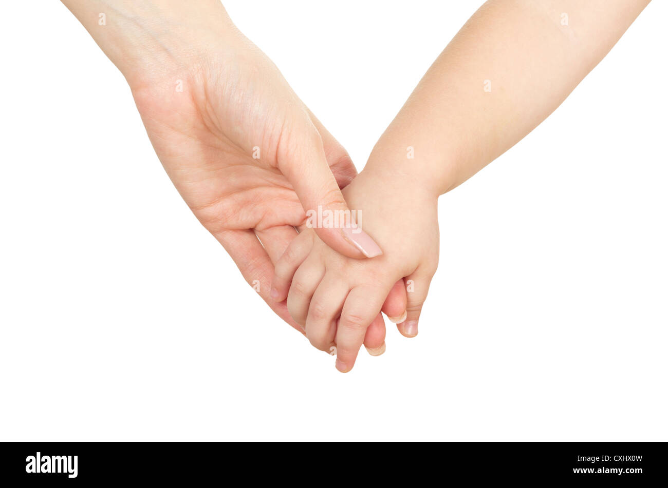 Baby Hand, die Hand der Mutter Stockfoto