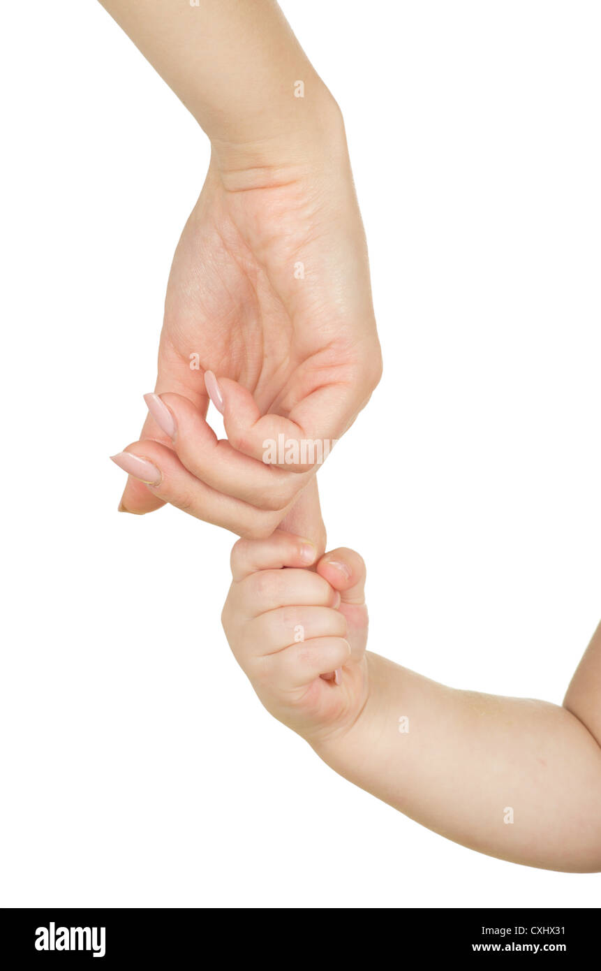 Baby Hand, die Hand der Mutter Stockfoto