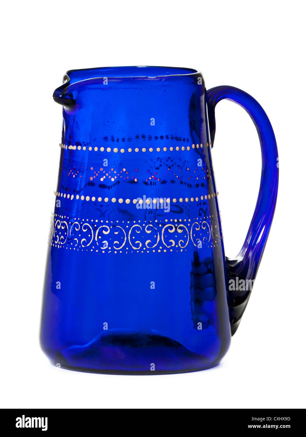 Antike "Bristol Blue" kobaltblaue Glaskrug Stockfoto
