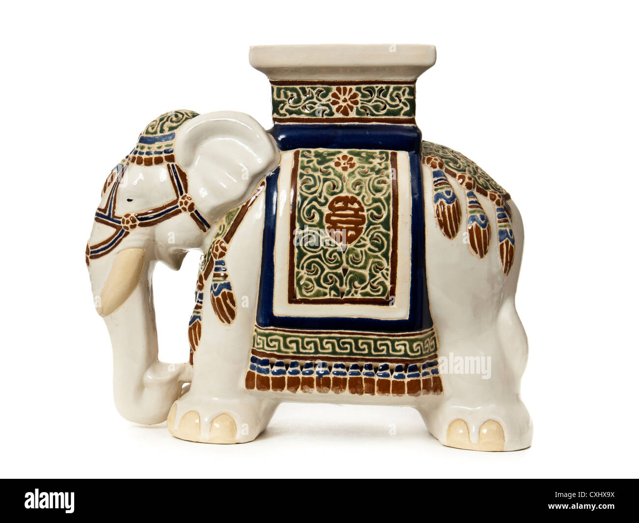 Große Keramik Elefant-förmige Anlage stand Stockfoto