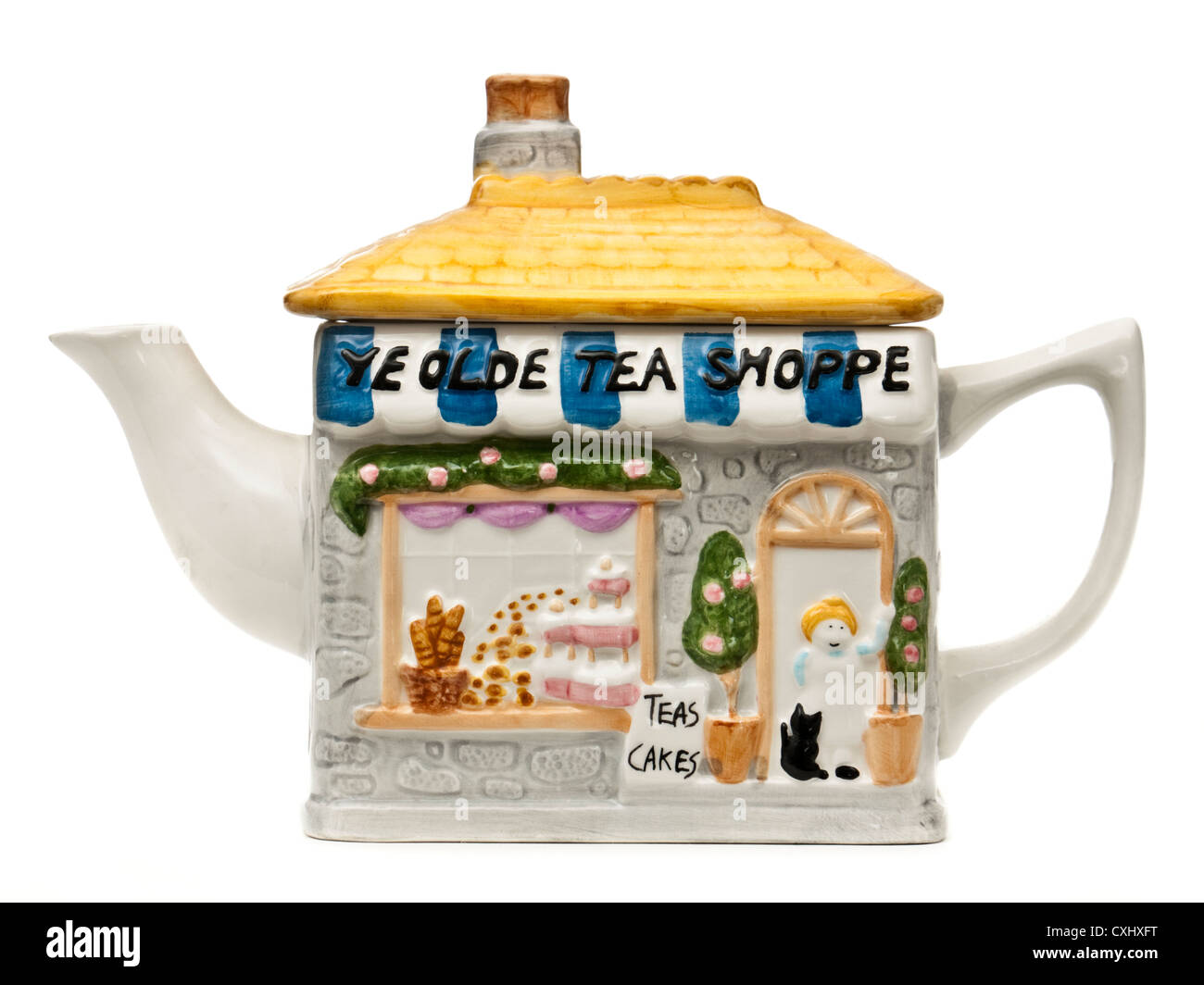 Neuheit "Ye Olde Tea Shoppe" Sammler Teekanne Stockfoto