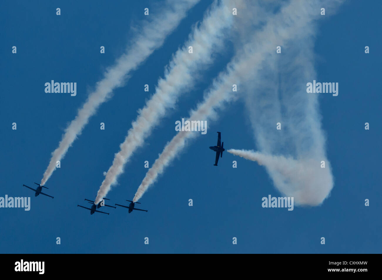 Britische Breitling Jet Team bei "La Festa del Cel" Flugshow von Barcelona, Spanien Stockfoto