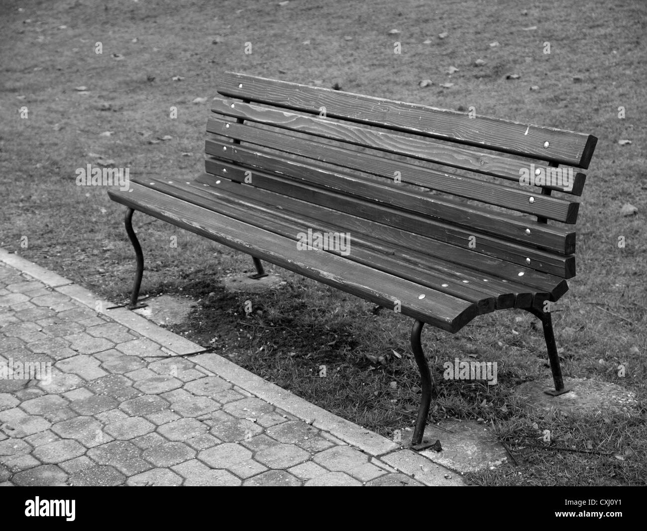 Eine Parkbank in Samobor, Kroatien Stockfoto