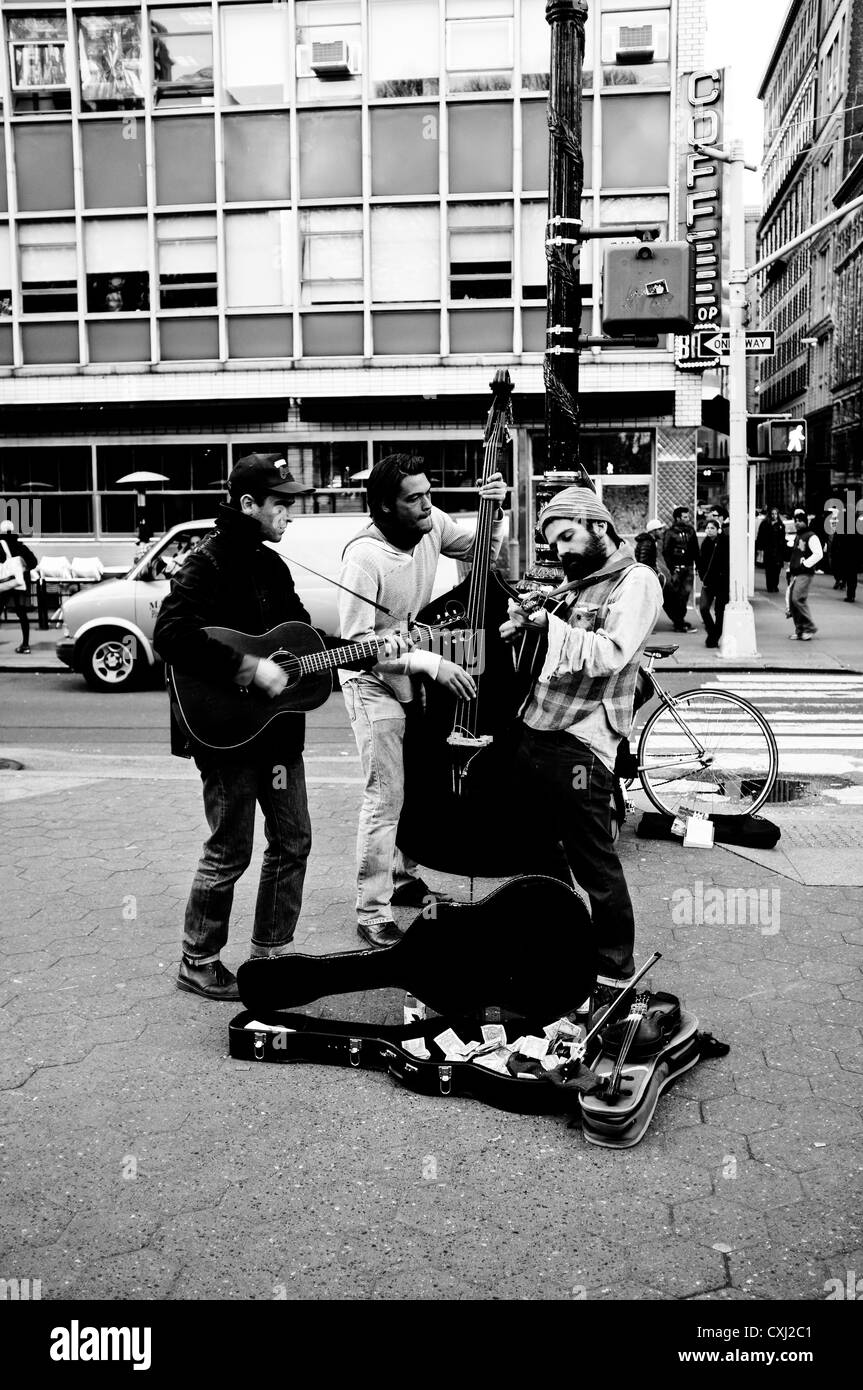 Straßenmusikanten, New York, Straßenkunst Stockfoto