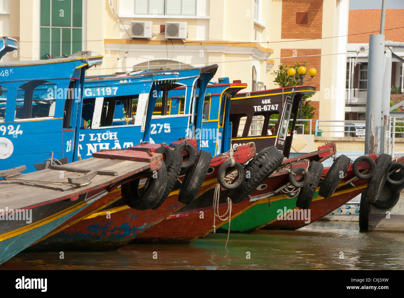 Touristischen Boote, Mekong-Delta, Hotels, Ho-Chi-Minh-Stadt, Vietnam, Stockfoto