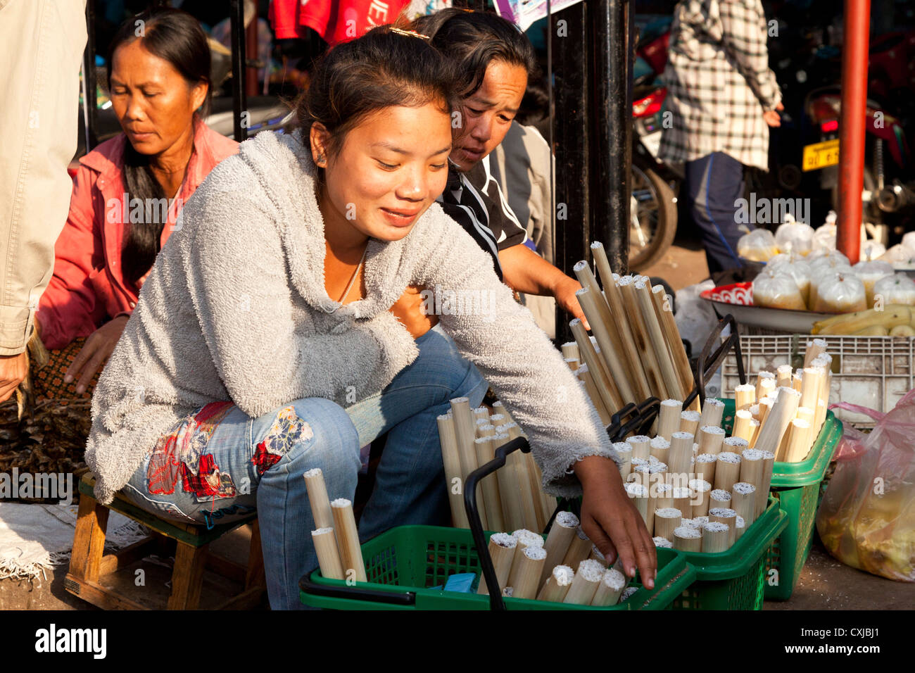 Tanga Khan Kham Markt, Vientiane, Laos Stockfoto