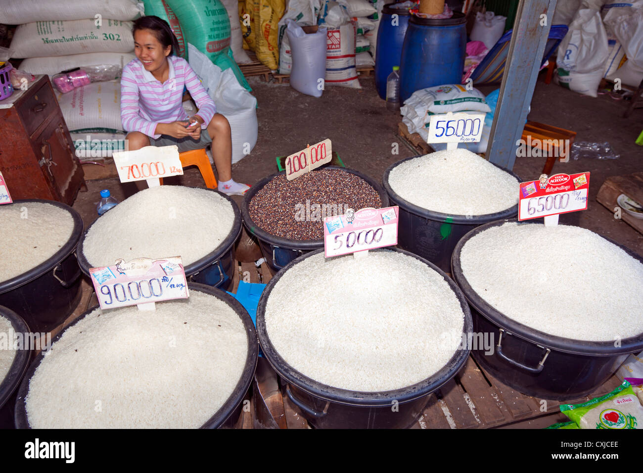 Tanga Khan Kham Markt, Vientiane, Laos Stockfoto