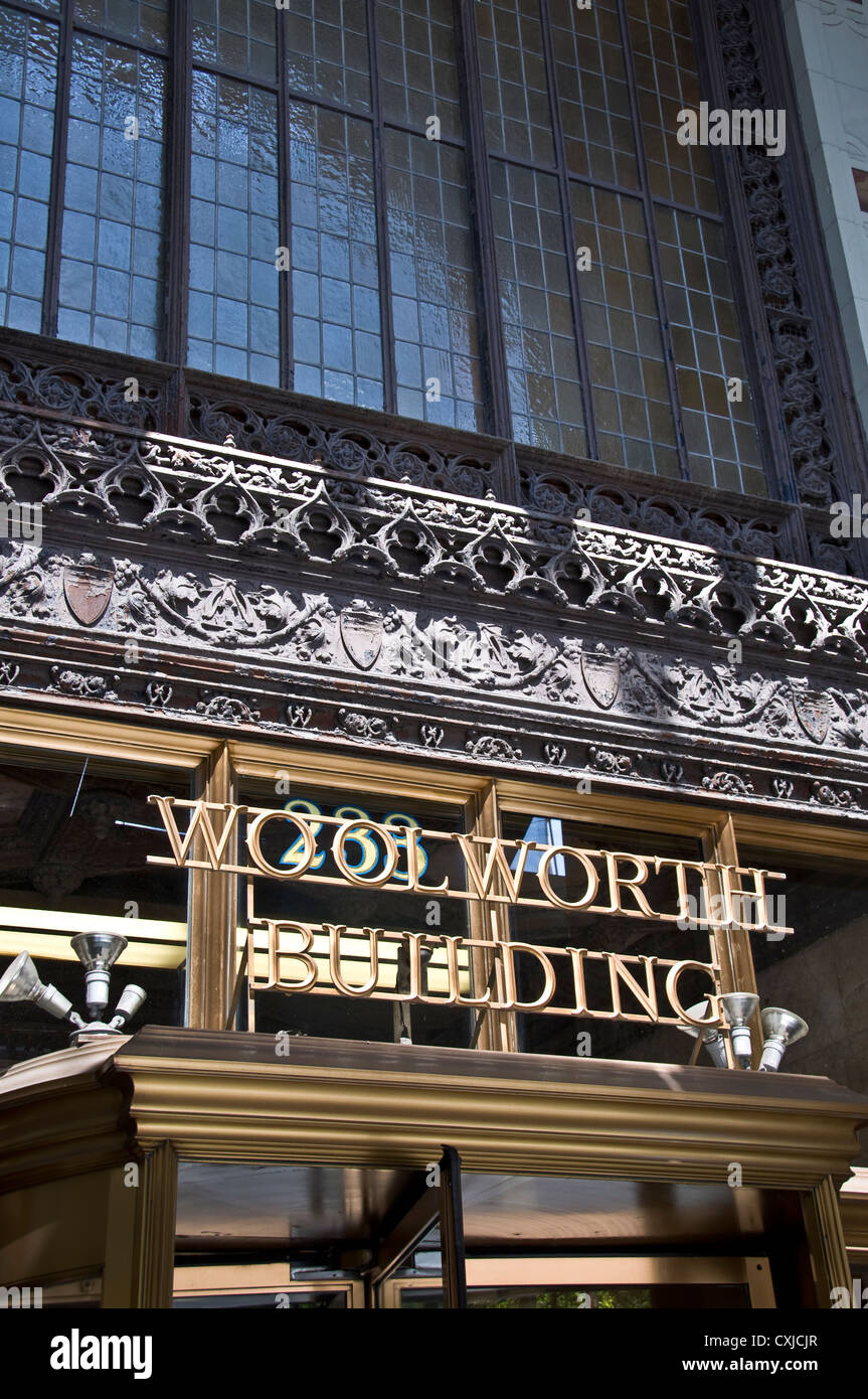 Woolworth Gebäude Eingang - New York, USA Stockfoto