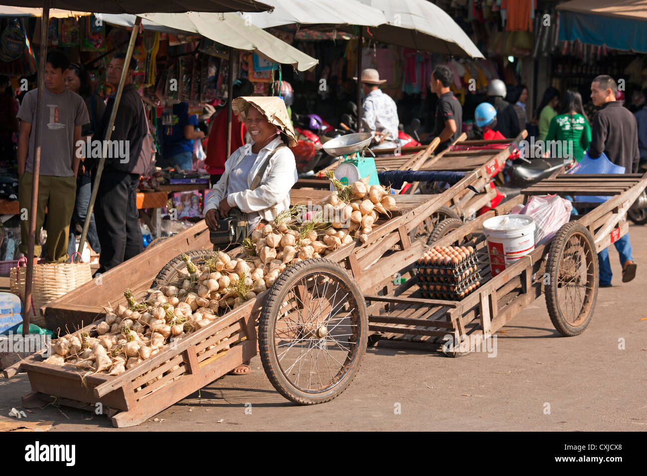 Tanga Khan Kham Markt, Vientiane, Laos Stockfoto