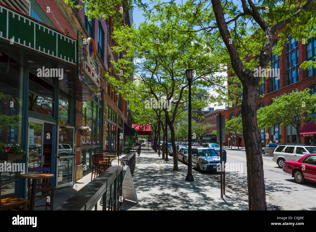 6. Weststraße in der Speicherstadt, Cleveland, Ohio, USA Stockfoto