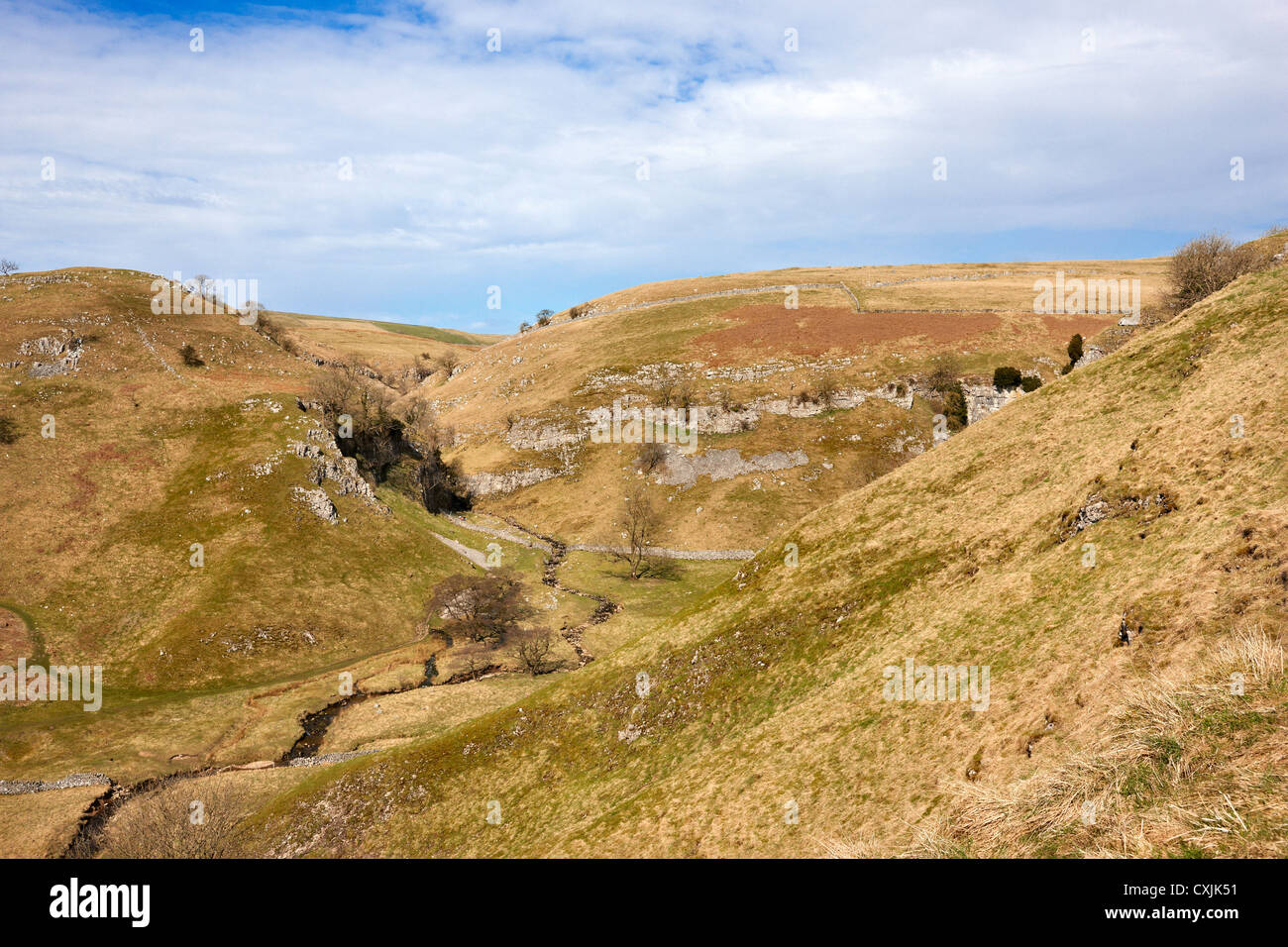 Nachschlagen von Trollerdale in die Schlucht von Steuerungen Gill, in der Nähe von Appletreewick, Yorkshire Dales Stockfoto